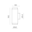 Immagine di Applique Cilindro Nero Doppia Emissione Led 3000k Lux ACB