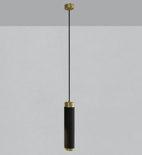 Immagine di Sospensione Moderna per Penisola Cilindro Nero e Oro Led Ø6 cm Lux ACB