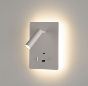 Immagine di Applique Led Camera da Letto Con Luce Lettura Orientabile Manat Bianco ACB