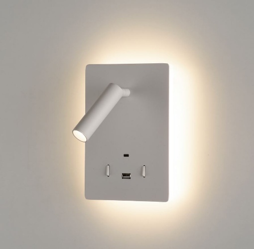Immagine di Applique Led Camera da Letto Con Luce Lettura Orientabile Manat Bianco ACB