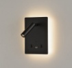 Immagine di Applique Nera Per Comodini Doppio Led Con Faretto Orientabile Manat ACB