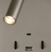 Immagine di Applique Nera Per Comodini Doppio Led Con Faretto Orientabile Manat ACB
