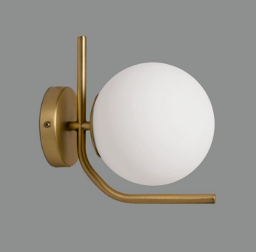 Immagine di Applique Maui Oro Antico Con Sfera Vetro Bianco Ø15 cm ACB