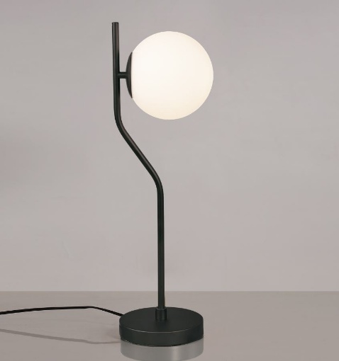 Immagine di Lampada Da Tavolo Metallo Nero Sfera Bianca Maui 55cm ACB