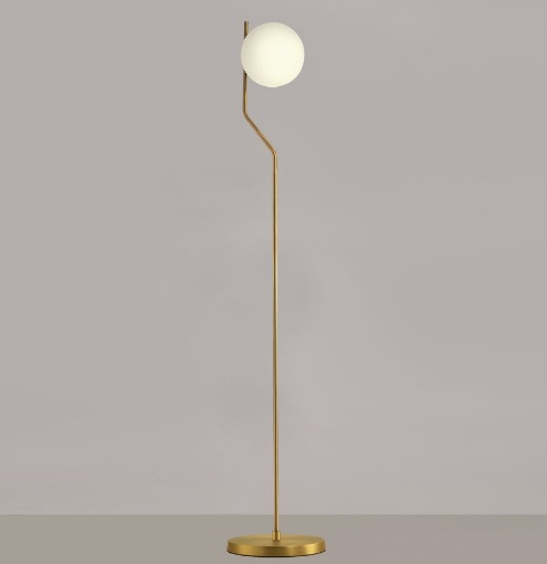 Immagine di Piantana Oro Antico Maui 145 cm Con Sfera Vetro Bianco ACB