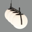 Immagine di Lampadario Lineare Nero 4 Sfere Vetro Bianco Maui ACB