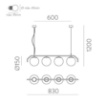 Immagine di Lampadario Lineare Nero 4 Sfere Vetro Bianco Maui ACB