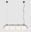 Immagine di Lampadario Lineare Nero 4 Sfere Vetro Bianco Maui ACB