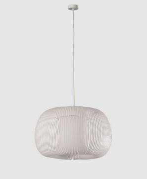 Immagine di Lampada a Sospensione Design Bombato Tessuto Bianco Mirta 38 cm ACB