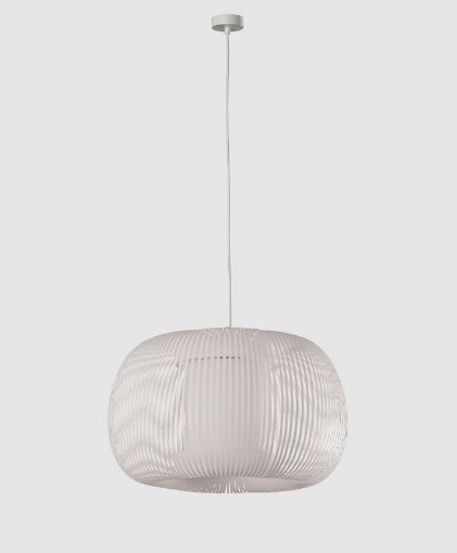 Immagine di Lampada a Sospensione Design Bombato Tessuto Bianco Mirta 38 cm ACB