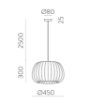 Immagine di Lampadario Bombato Bianco Listelli Tessuto Mirta 45 cm ACB