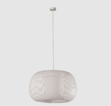 Immagine di Lampadario Bombato Bianco Listelli Tessuto Mirta 45 cm ACB