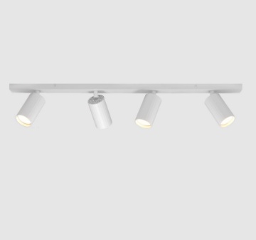 Immagine di Lampada Lineare da Soffitto 4 Spot Cilindrici Rigati GU10 Orientabili Modrian Bianco ACB