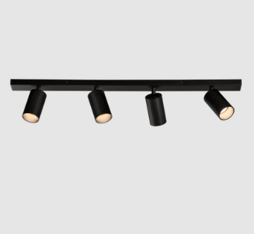 Immagine di Plafoniera Lineare 4 Spot Cilindri Rigati GU10 Orientabili Modrian Nero ACB