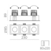 Immagine di Lampada Nera Triplo Faretto da Incasso Move Led 36w 2700k o 3000k ACB
