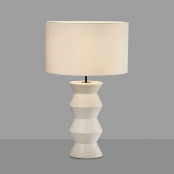 Immagine di Lume Decorativo Comò Ibiza 1xE27 Base Ceramica e Paralume Stoffa Bianco Ø50 cm ACB 