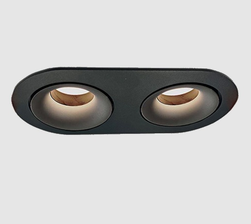 Immagine di Doppio Faretto per Incasso 2xGU10 Musca Alluminio Nero ACB