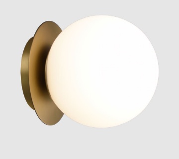 Immagine di Applique Parma Base Oro Con Sfera Vetro Opale 15cm IP44 ACB