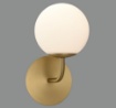 Immagine di Applique Oro Per Comodino Con Sfera Vetro Bianco Parma IP44 ACB
