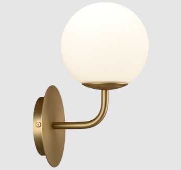Immagine di Applique Oro Per Comodino Con Sfera Vetro Bianco Parma IP44 ACB