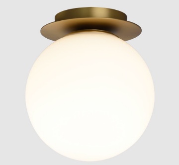 Immagine di Lampada da Soffitto Parma Oro con Sfera 18 cm Vetro Bianco IP44 ACB