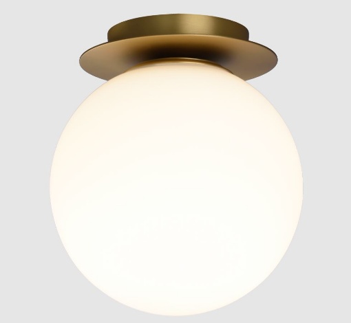 Immagine di Lampada da Soffitto Parma Oro con Sfera 18 cm Vetro Bianco IP44 ACB