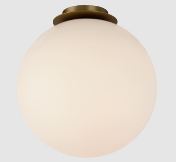 Immagine di Plafoniera Bagno Oro Antico Boccia Vetro Bianco IP44 ACB
