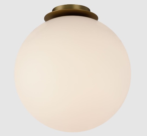Immagine di Plafoniera Bagno Oro Antico Boccia Vetro Bianco IP44 ACB