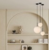 Immagine di Lampada a Sospensione Nera Con Sfera Bianca 18cm IP44 ACB