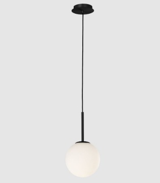 Immagine di Lampada a Sospensione Nera Con Sfera Bianca 18cm IP44 ACB