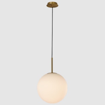 Immagine di Lampadario Da Bagno Parma Oro Sfera Vetro Bianco 30 cm ACB