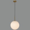 Immagine di Lampada a Sospensione Parma Oro con Paralume Sferico Vetro Bianco Ø30 cm IP44 ACB 
