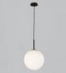 Immagine di Sospensione Parma Nero IP44 con Paralume Sferico Vetro Bianco 30 cm ACB