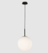 Immagine di Sospensione Parma Nero IP44 con Paralume Sferico Vetro Bianco 30 cm ACB