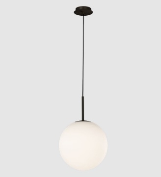 Immagine di Sospensione Parma Nero IP44 con Paralume Sferico Vetro Bianco 30 cm ACB