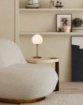 Immagine di Lumetto Decorativo Parma Oro Antico con Paralume Sfera Vetro Opale Ø18 cm ACB 
