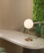 Immagine di Lumetto Decorativo Parma Oro Antico con Paralume Sfera Vetro Opale Ø18 cm ACB 