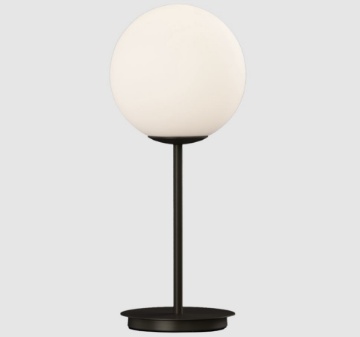 Immagine di Lumetto Comodino Parma Nero Con Boccia Vetro Bianco 18 cm ACB