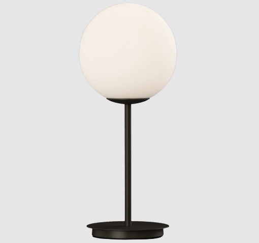 Immagine di Lumetto Comodino Parma Nero Con Boccia Vetro Bianco 18 cm ACB