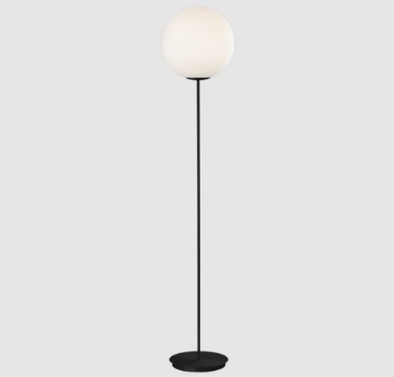Immagine di Piantana Nera Moderna Con Sfera Vetro Bianco 30 cm Parma ACB