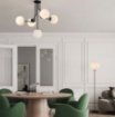 Immagine di Piantana Nera Moderna Con Sfera Vetro Bianco 30 cm Parma ACB