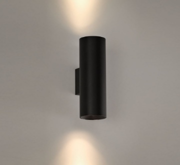 Immagine di Applique Cilindro Nero Pipe Doppia Emissione Led Sopra e Sotto ACB