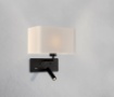 Immagine di Applique Romeo Nera con Paralume Bianco 1xE27 + Spot Led ACB