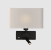 Immagine di Applique Comodino Romeo Nero Bianco Con Luce Lettura Led Porte USB ACB