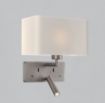 Immagine di Applique Camera da Letto Romeo Nichel Paralume Bianco 1xE27 + Led USB ACB