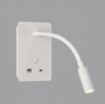Immagine di Applique Senda Bianca Spot Led Luce Lettura con Braccio Orientabile e Porte USB