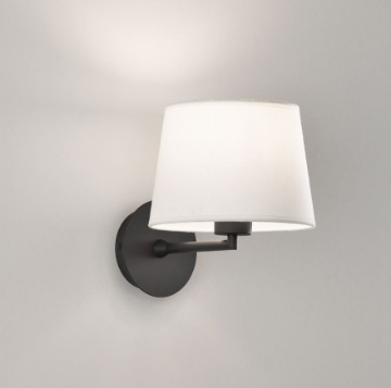 Immagine di Abatjour Da Parete Nera Applique Con Paralume Bianco Stilo ACB