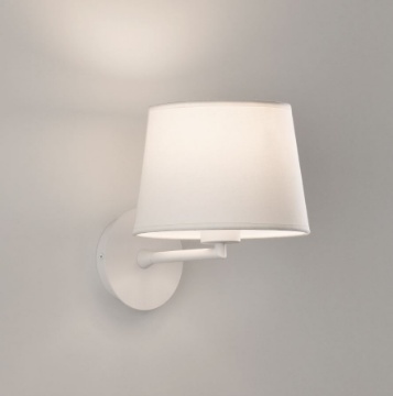 Immagine di Applique Bianca Stile Hotel con Paralume Tessuto 1xE27 Stilo ACB 