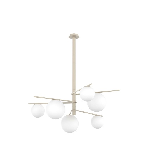 Immagine di Lampadario Sabbia Design 8 Luci Modulare Con Sfere Bianche Boomerang Top Light