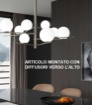Immagine di Lampadario Sabbia Design 8 Luci Modulare Con Sfere Bianche Boomerang Top Light